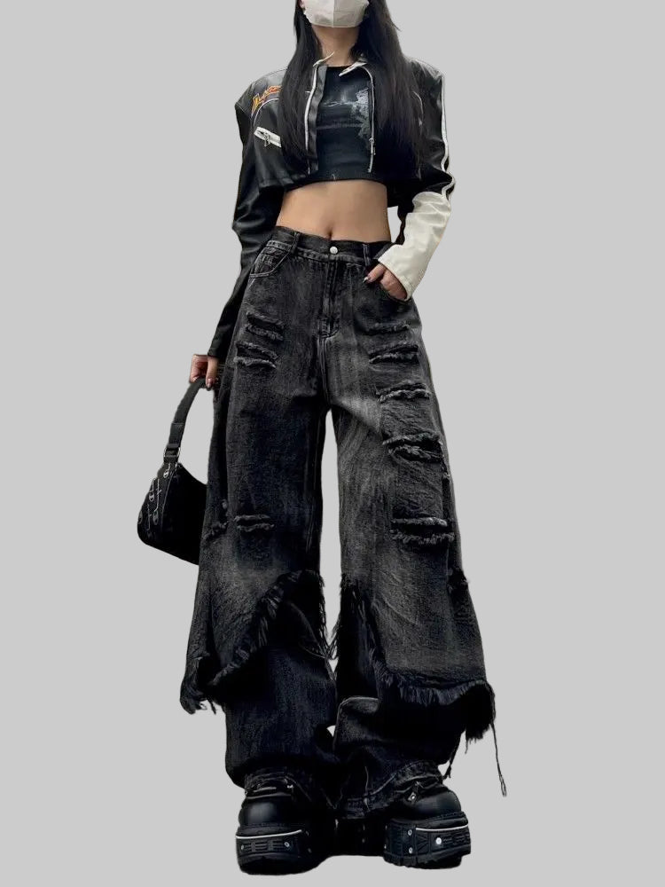 Oversized American Gothic Patchwork Jeans