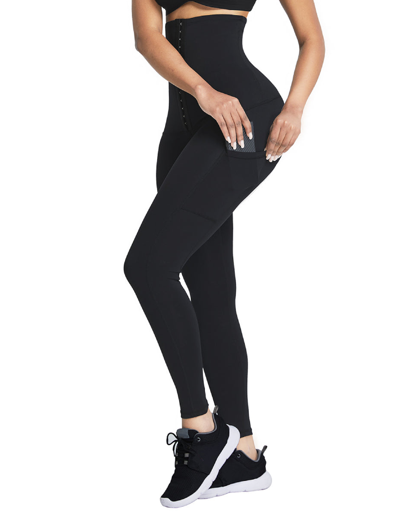 High-Waisted Compression Leggings Featuring Convenient Pockets