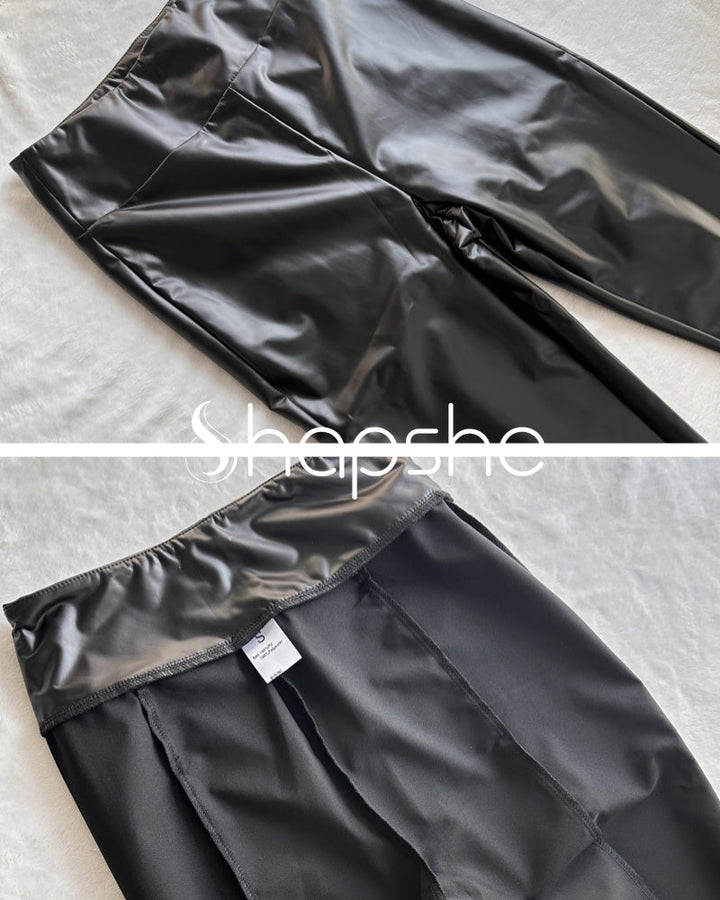 Sleek Solid Color Curvy Leather Leggings