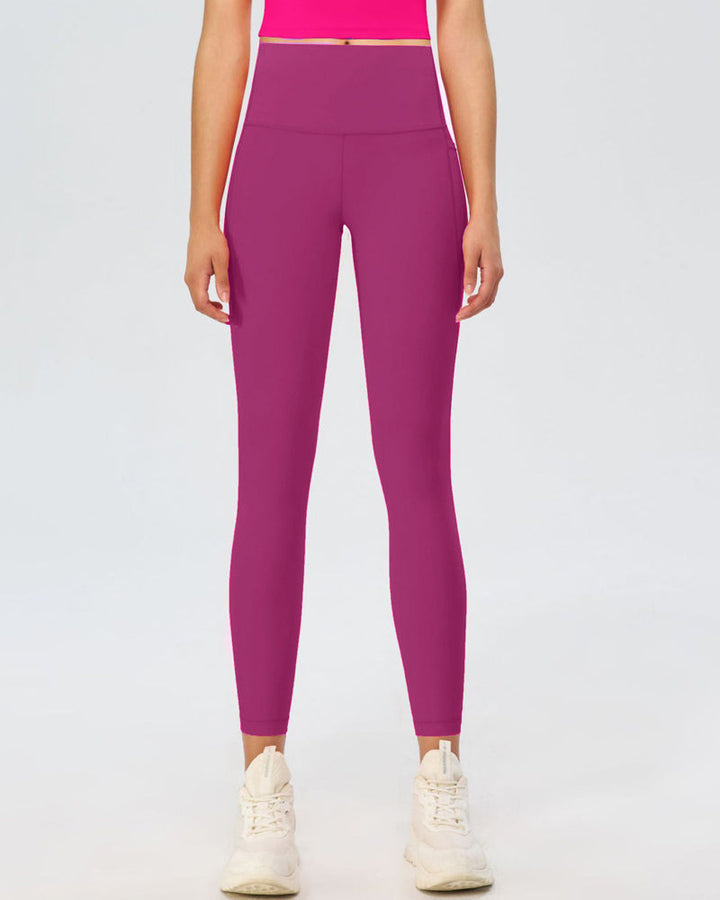 High-Waisted Yoga Leggings with Belly Control and Side Pockets