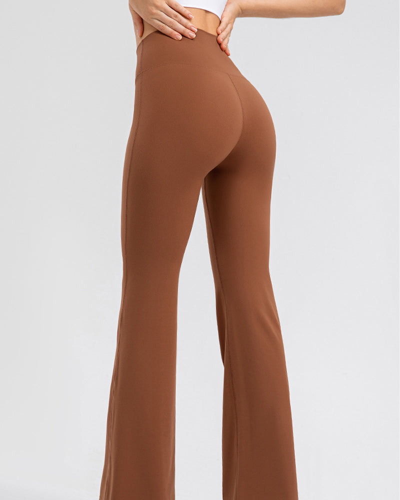 Flared Yoga Pants with High Waist and Hip Lift Design