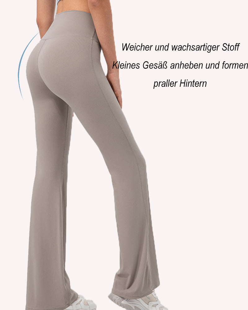 Flared Yoga Pants with High Waist and Hip Lift Design