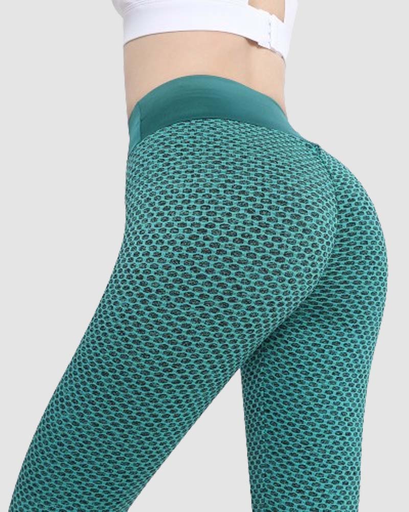 Honeycomb High-Waist Yoga Pants - Butt Lifting & Anti-Cellulite Workout Leggings