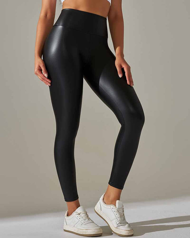 High-Waisted Stretchy Faux Leather Skinny Pants