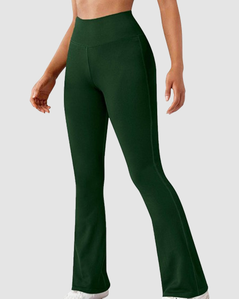 Seamless Ribbed High-Waisted Flared Yoga Leggings