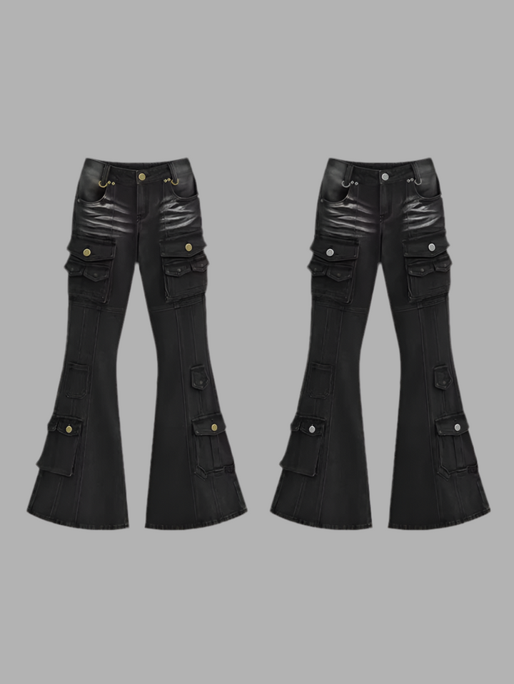 Low Waist Distressed Gothic Cargo Jeans