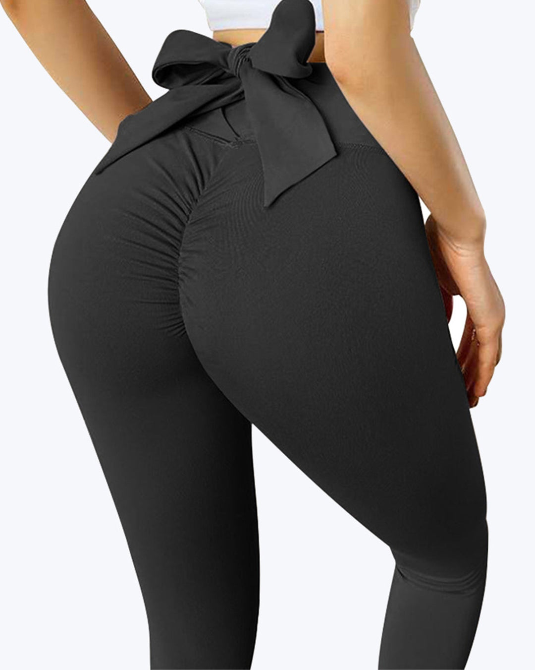 Seamless Yoga Leggings with Back Waist Bowknot Detail