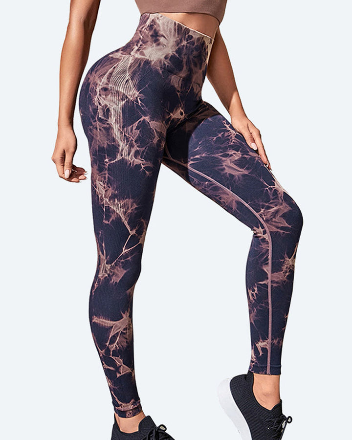 Full-Length Tie Dye Tummy Control Leggings - Soft Stretch Yoga and Fitness Pants