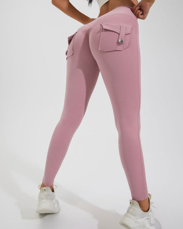 Peach Cargo Pocket Fitness Leggings