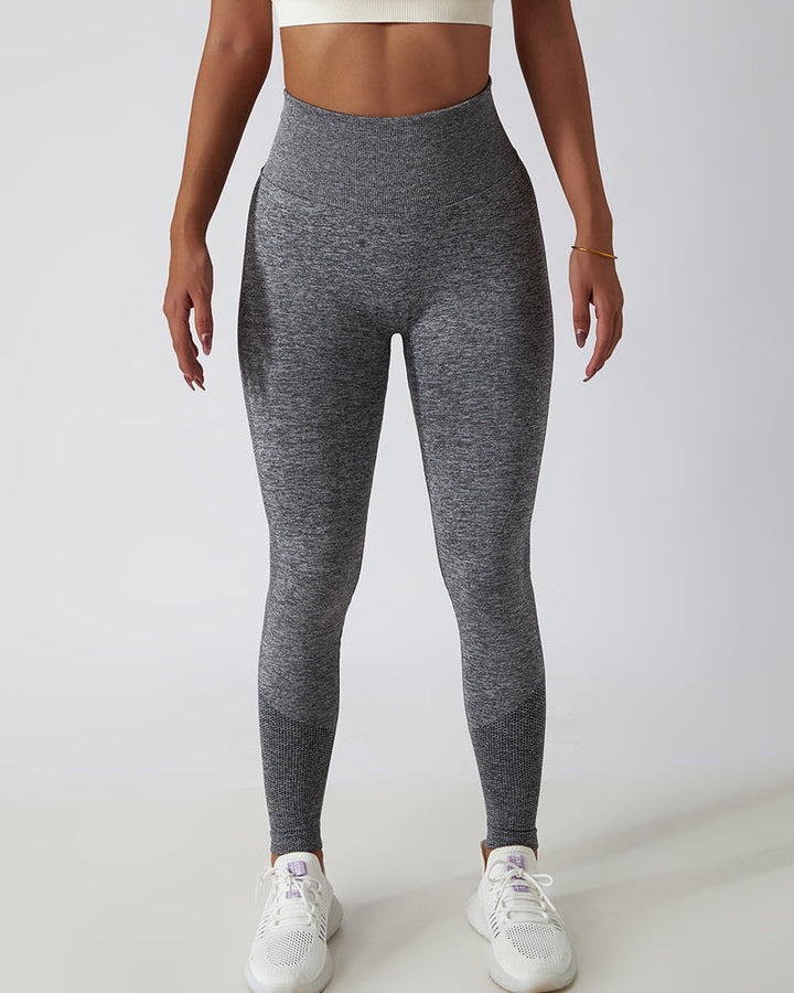 High-Waisted Breathable Yoga Leggings with Seamless PO-Lift Knit Design