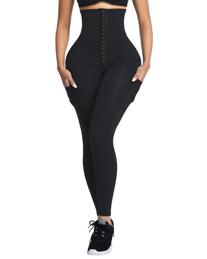High-Waisted Compression Leggings Featuring Convenient Pockets