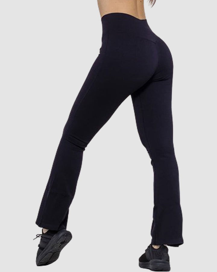 Seamless Ribbed High-Waisted Flared Yoga Leggings
