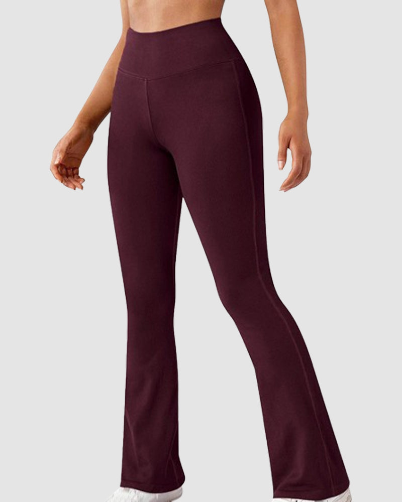 Seamless Ribbed High-Waisted Flared Yoga Leggings