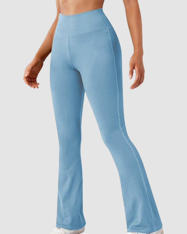 Seamless Ribbed High-Waisted Flared Yoga Leggings