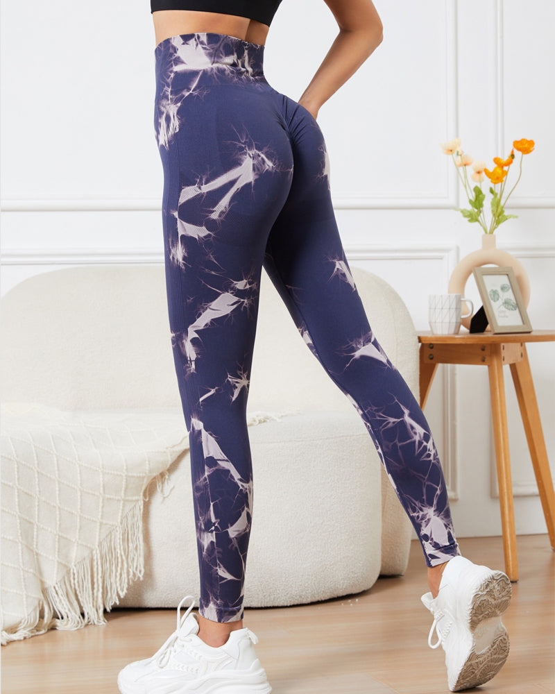 High-Waisted Seamless Tie Dye Leggings for Women - Tummy Control Yoga and Fitness Pants