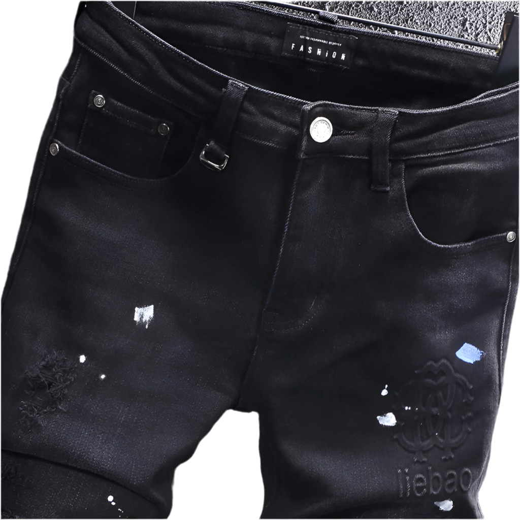 Retro Stretch Slim Fit Patched Ripped Jeans