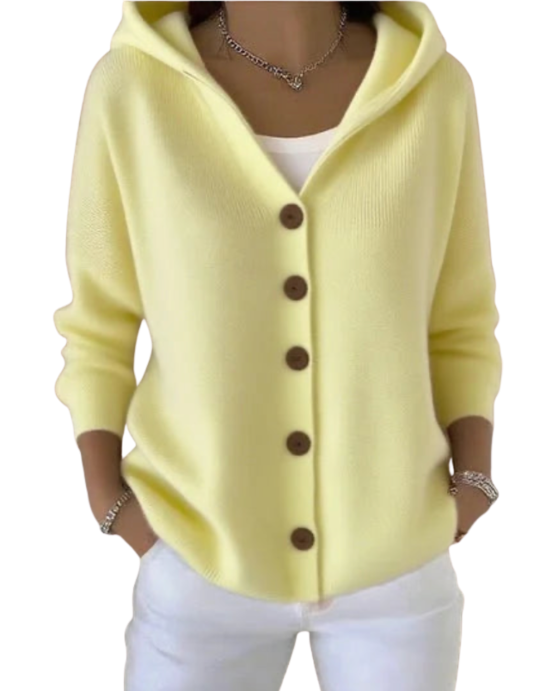 Single breasted Hooded Knit Cardigan