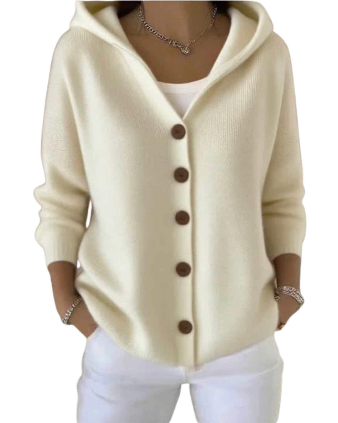Single breasted Hooded Knit Cardigan