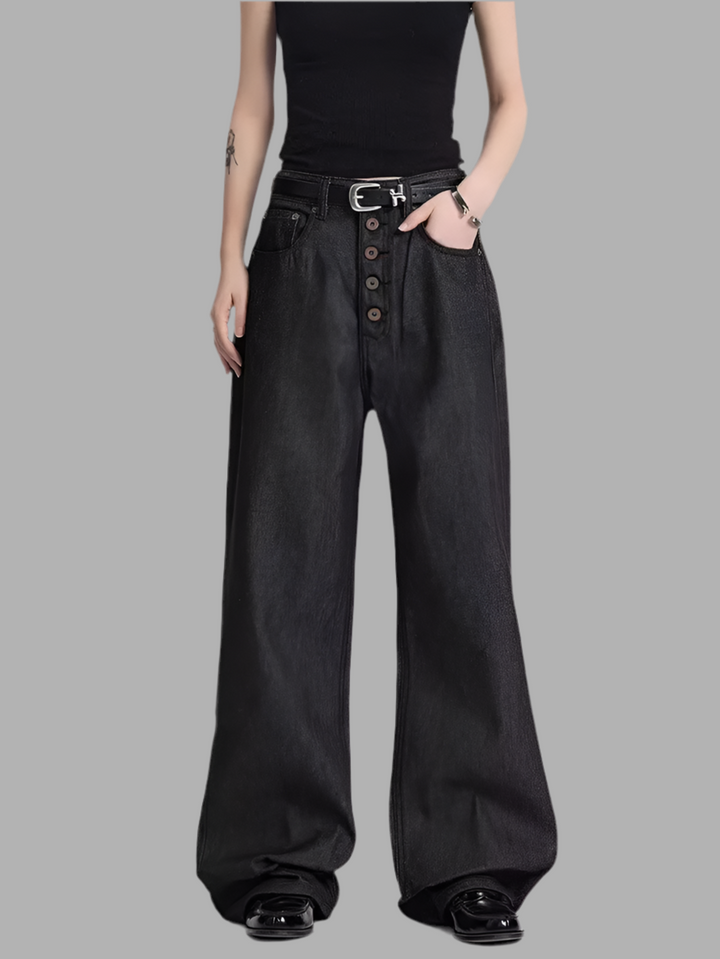 5 Buckle High-Waisted Baggy Jeans