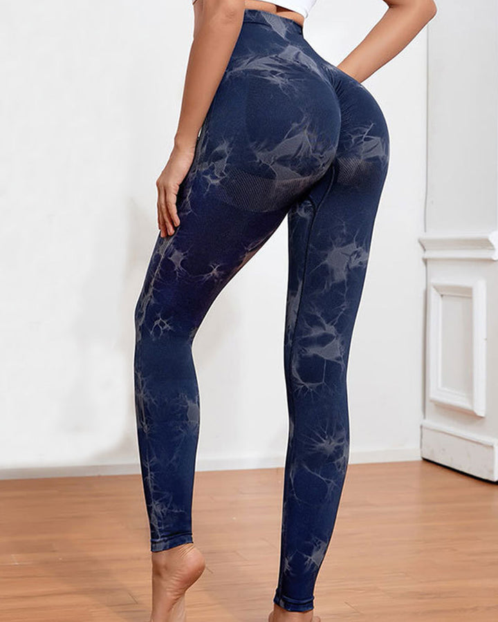 Full-Length Tie Dye Tummy Control Leggings - Soft Stretch Yoga and Fitness Pants