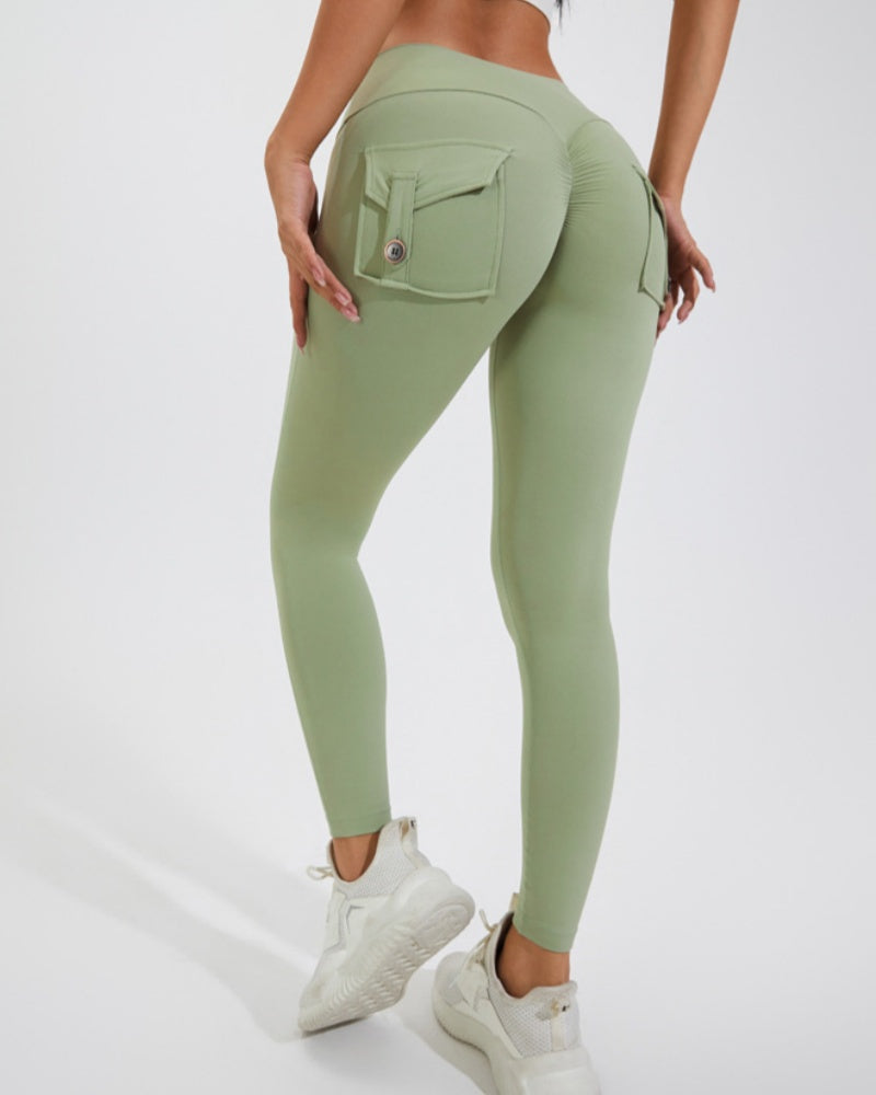 Peach Cargo Pocket Fitness Leggings