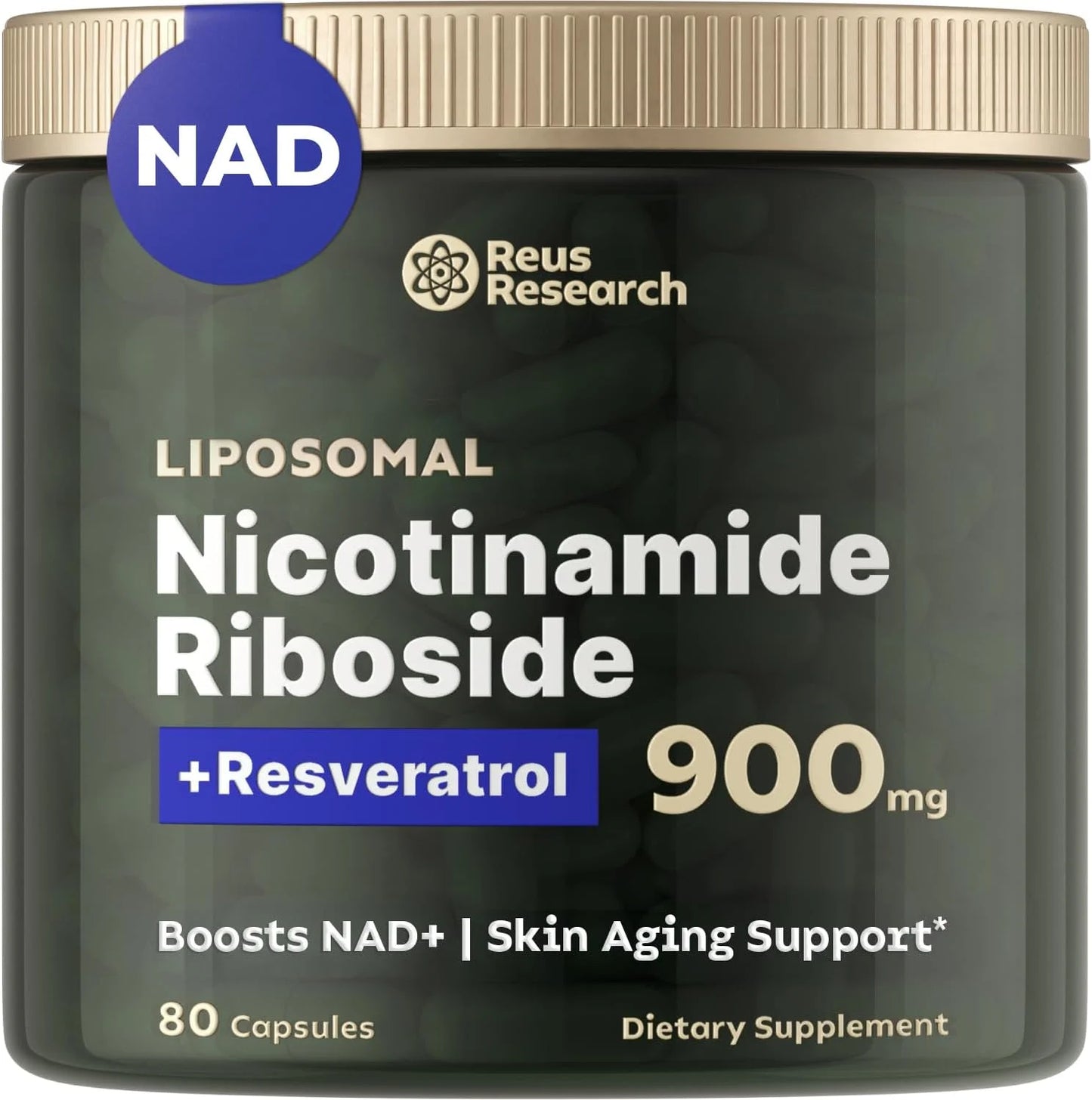 Reus Research NR900 - NAD+ Supplement for Skin Aging Support, Energy, and Focus