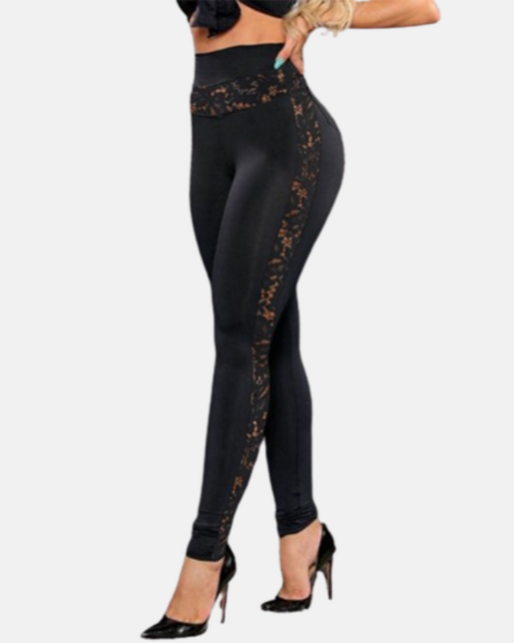 Lace High-Waisted Sheer Mesh Hollow Out Yoga Leggings for Gym and Jogging