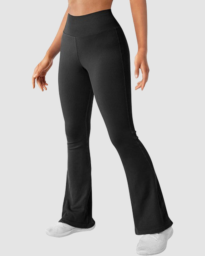 Seamless Ribbed High-Waisted Flared Yoga Leggings