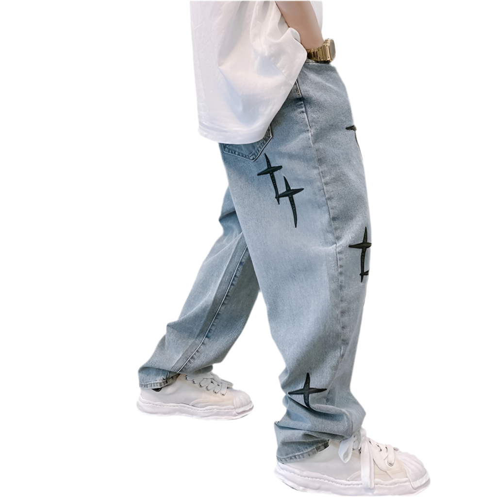 Printed American Baggy Wide Leg Jeans