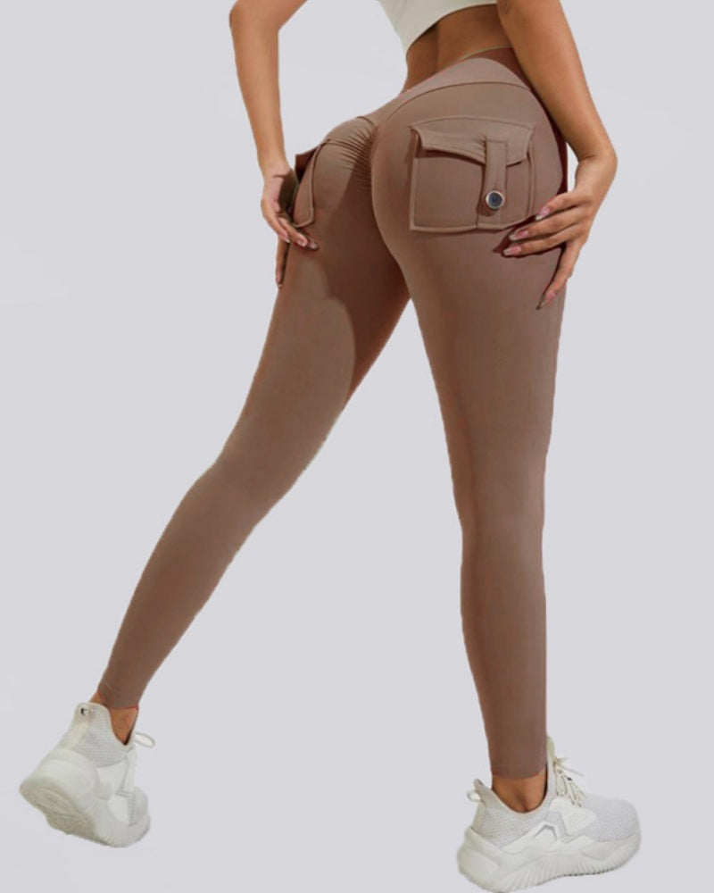 Peach Cargo Pocket Fitness Leggings