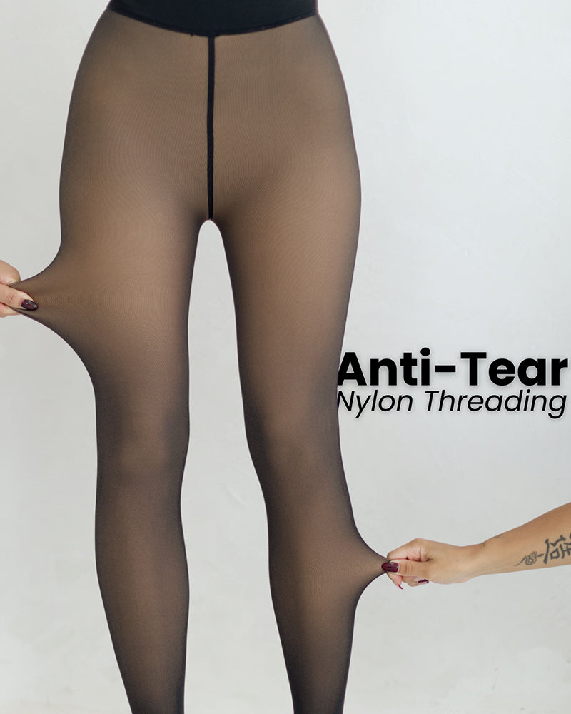 Warm Fleece-Lined Shapewear Leggings - Stylish Translucent Comfort Tights
