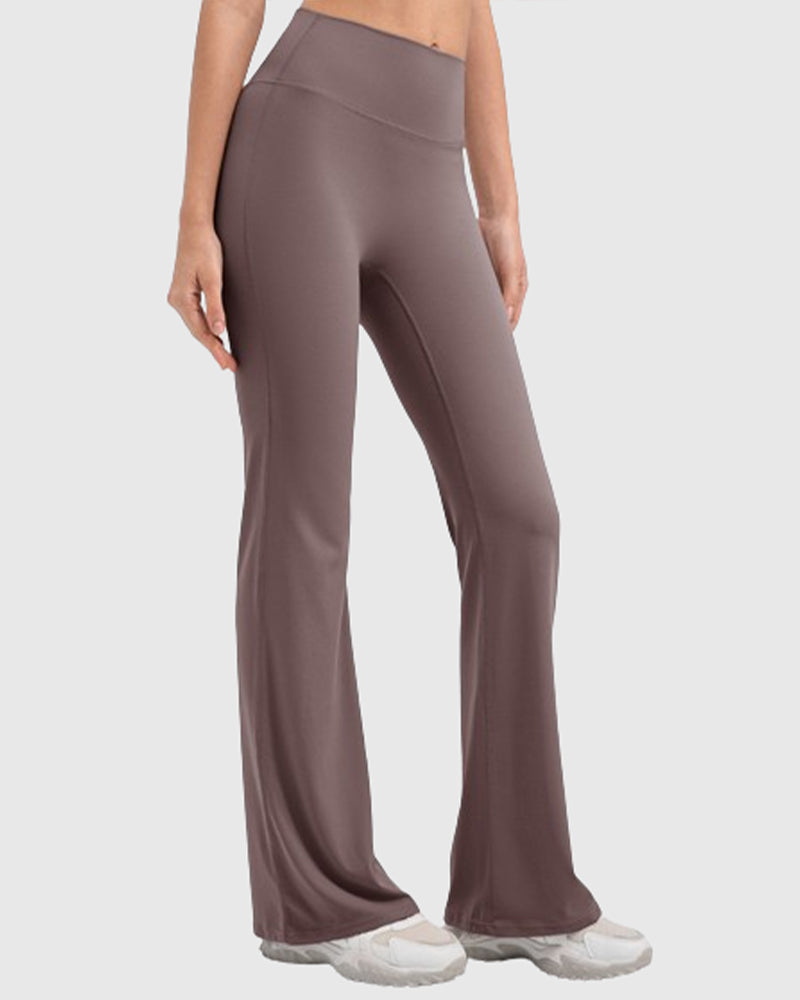 Flared Yoga Pants with High Waist and Hip Lift Design