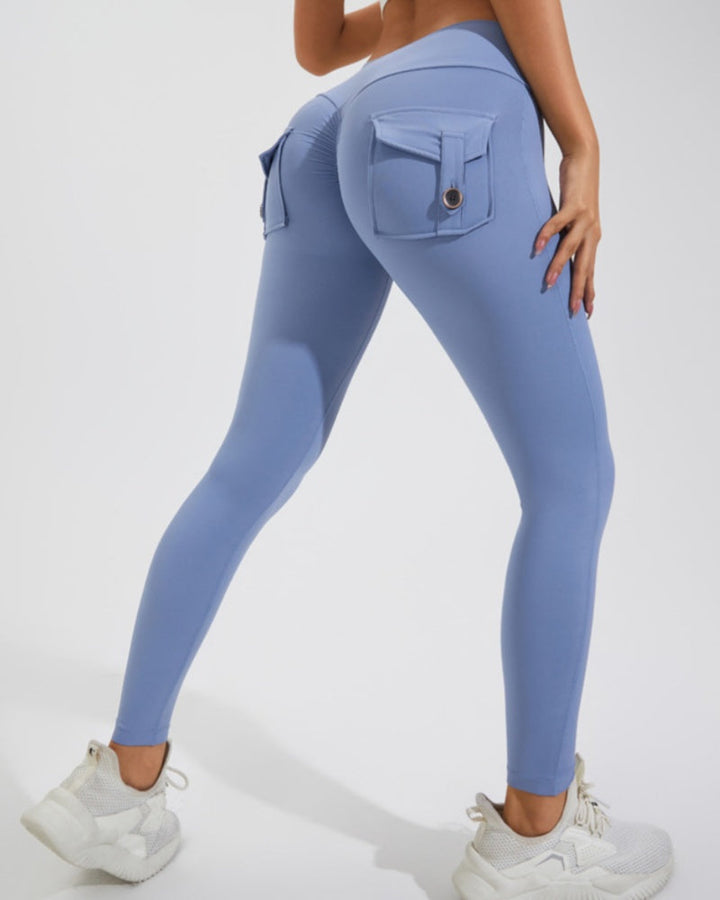 Peach Cargo Pocket Fitness Leggings