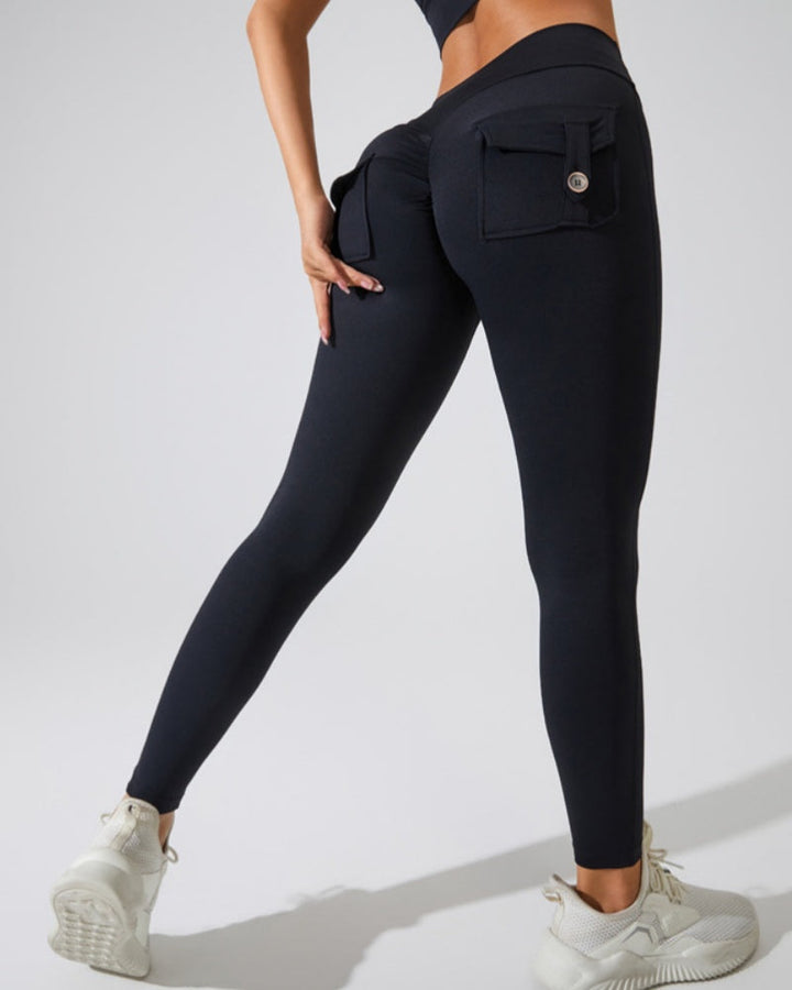 Peach Cargo Pocket Fitness Leggings