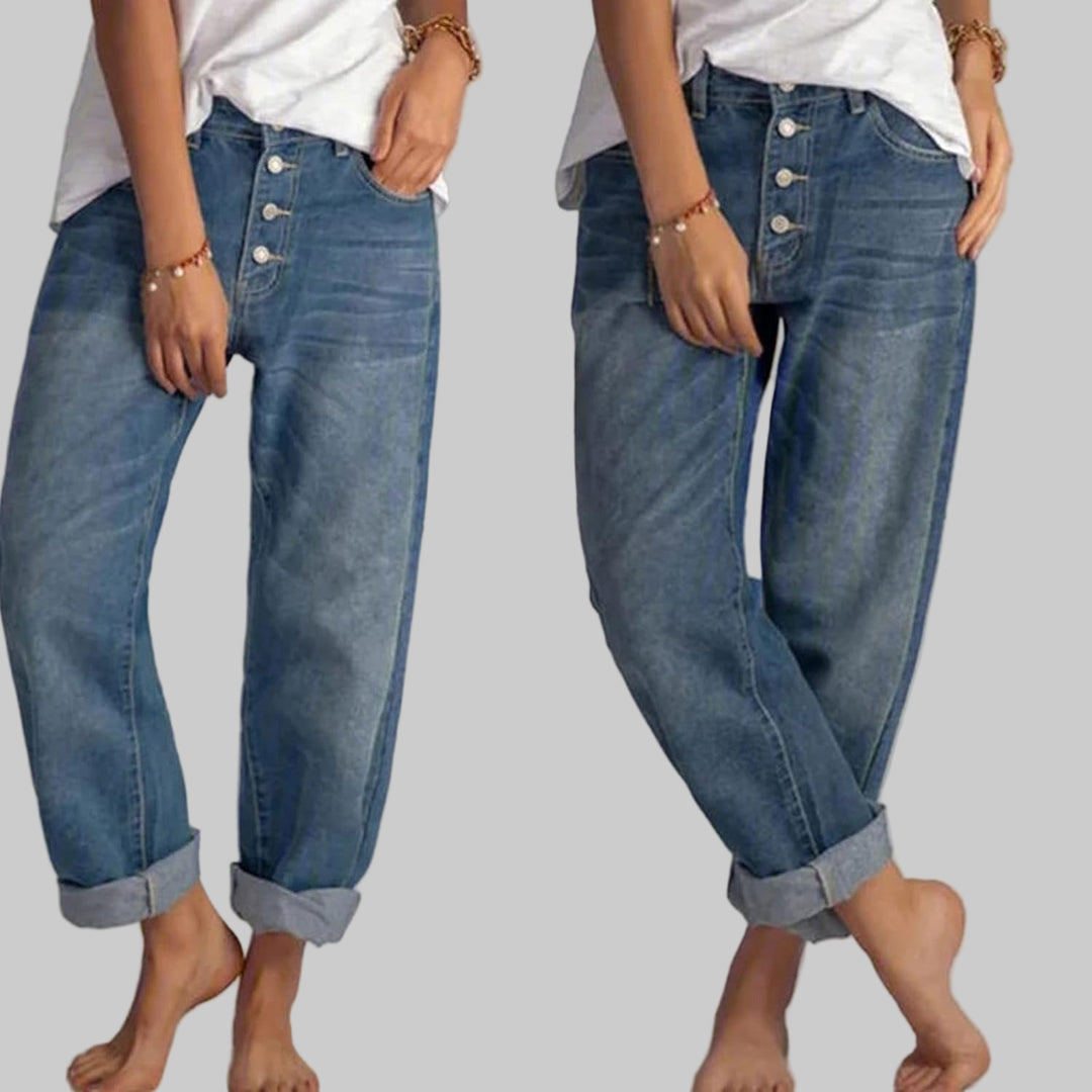 High-Waisted Bohemian Denim Jeans