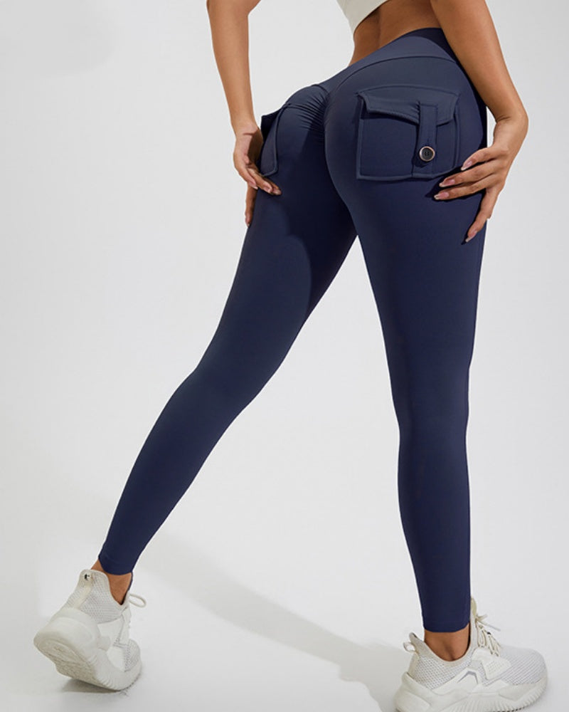 Peach Cargo Pocket Fitness Leggings