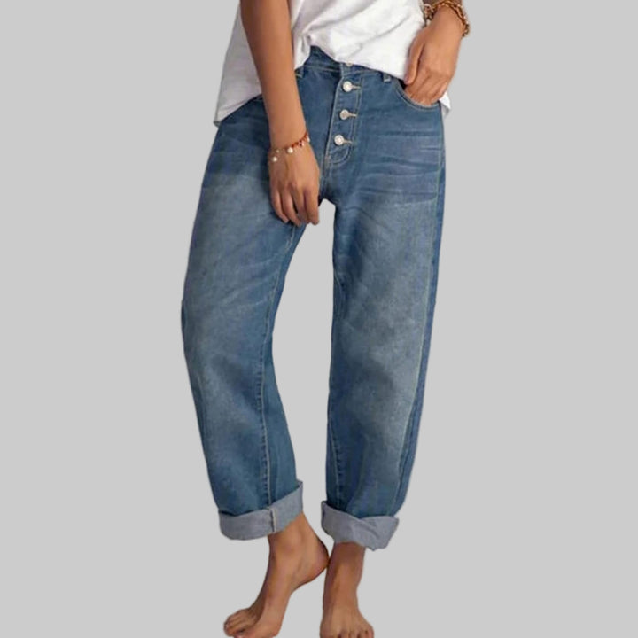 High-Waisted Bohemian Denim Jeans