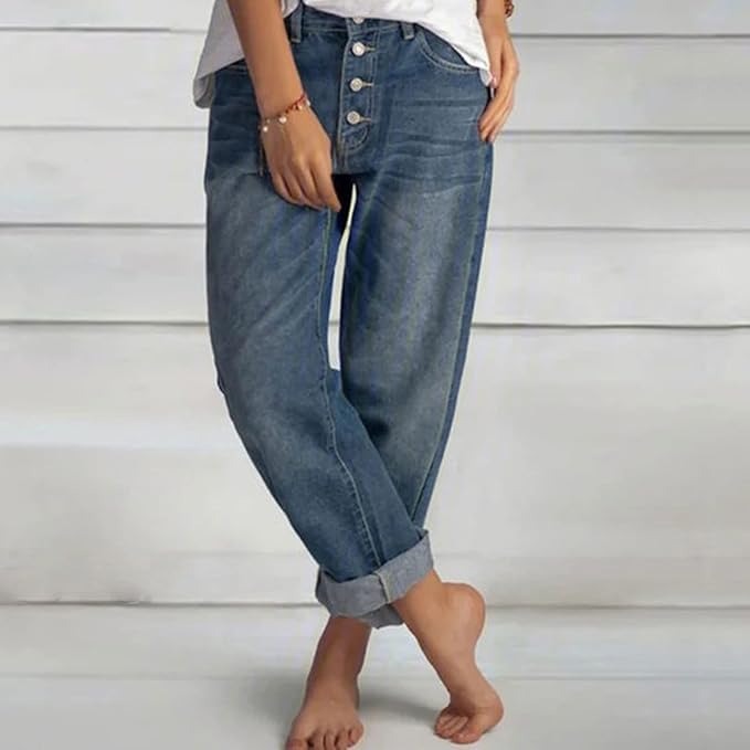 High-Waisted Bohemian Denim Jeans