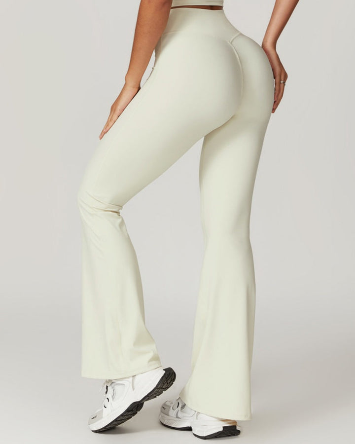 High-Waisted Crossover Flared Yoga Pants with Hip Lift and Quick-Dry Fabric