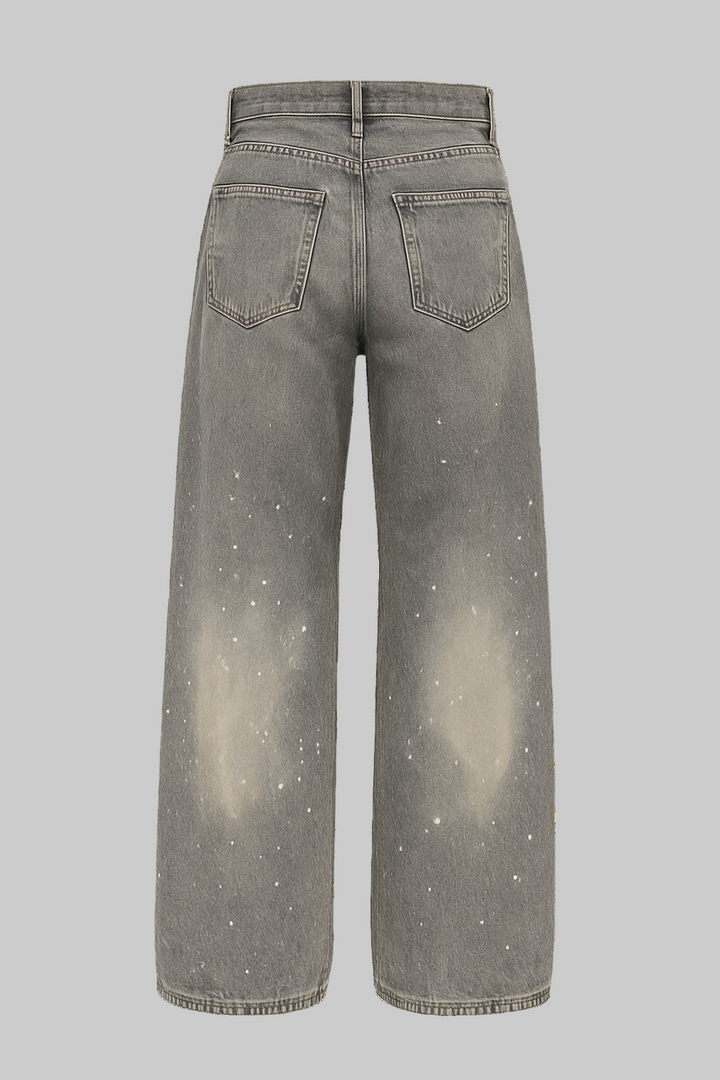 American High Street Retro Splattered Ink Baggy Jeans