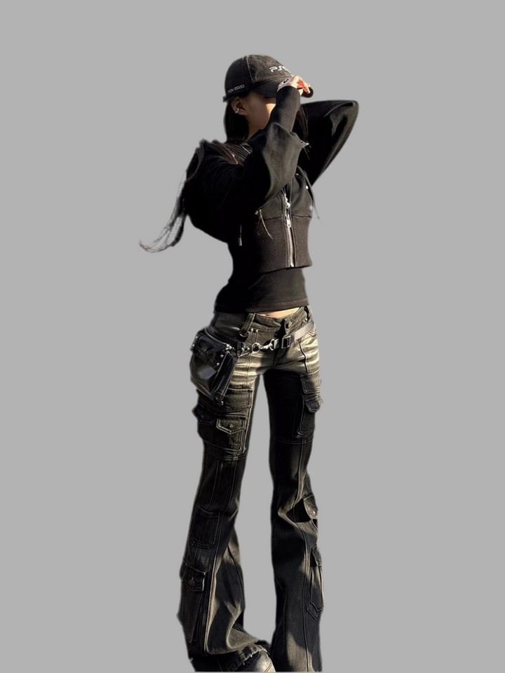 Low Waist Distressed Gothic Cargo Jeans