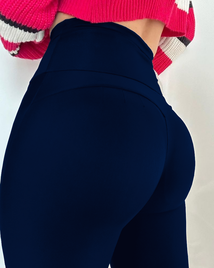 Black Slimming Tummy Control Zippered Butt Lift Leggings