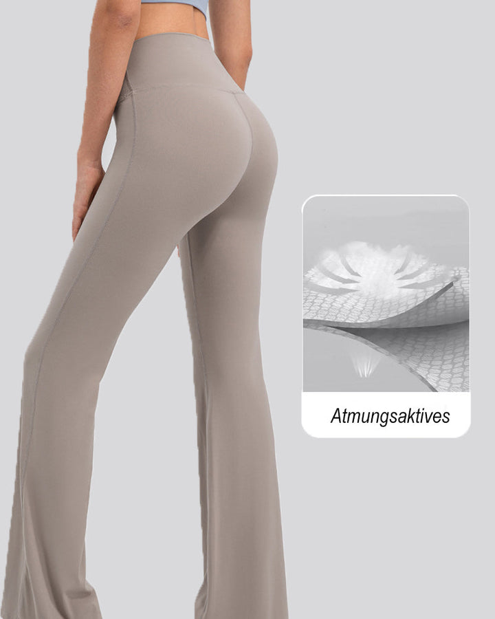 Flared Yoga Pants with High Waist and Hip Lift Design
