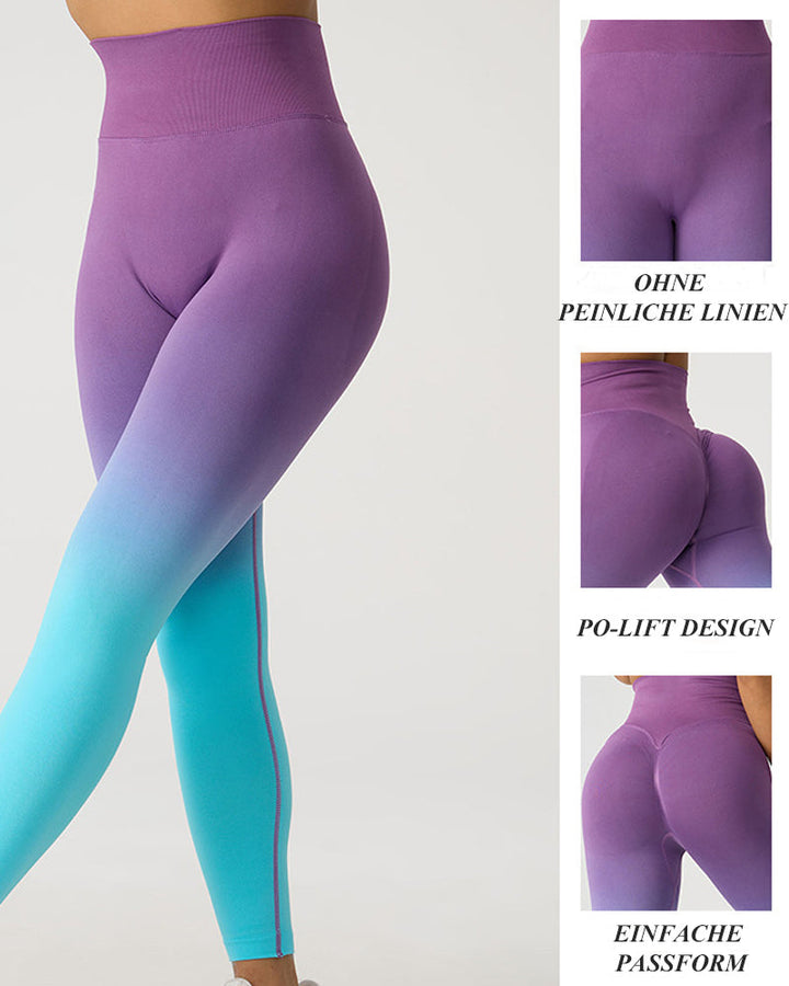 Quick-Dry Gradient Peach High-Waisted Yoga Pants with Hip Lift