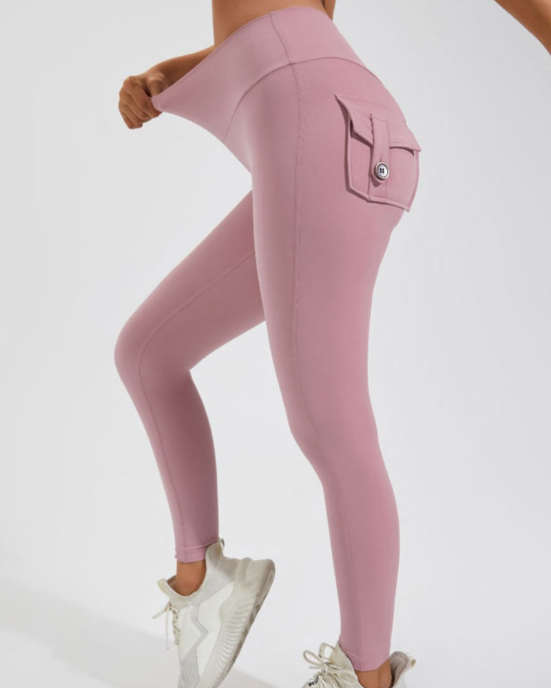 Peach Cargo Pocket Fitness Leggings