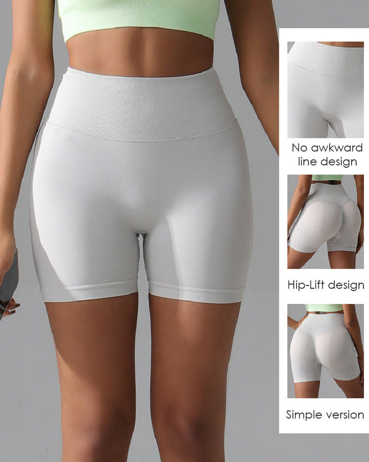 High-Waisted Seamless Yoga Shorts with Butt Lift - Solid Fitness Style