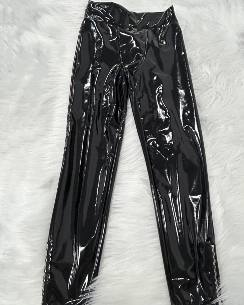 Women's Slim Fit PU Leather Pants - Stylish and Versatile Mirror Finish