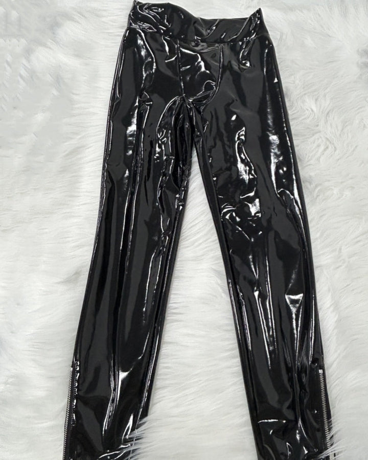 Women's Slim Fit PU Leather Pants - Stylish and Versatile Mirror Finish