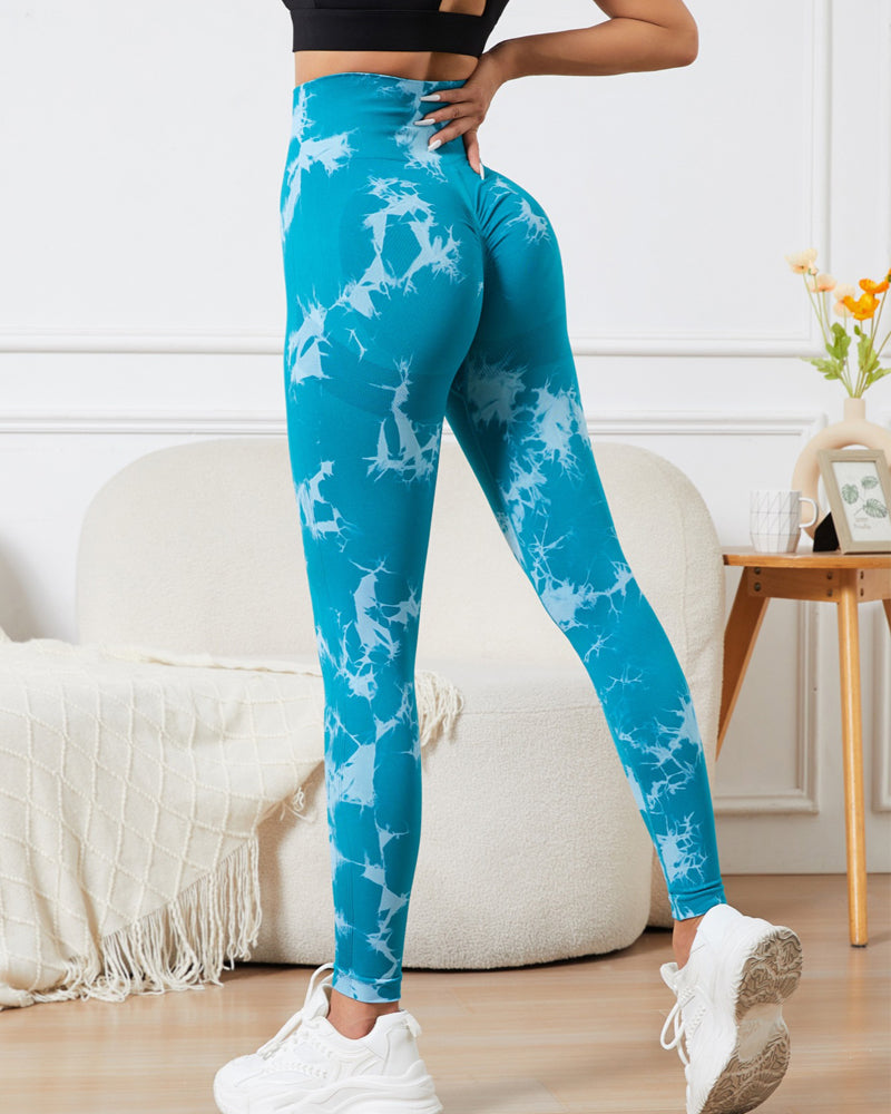 High-Waisted Seamless Tie Dye Leggings for Women - Tummy Control Yoga and Fitness Pants