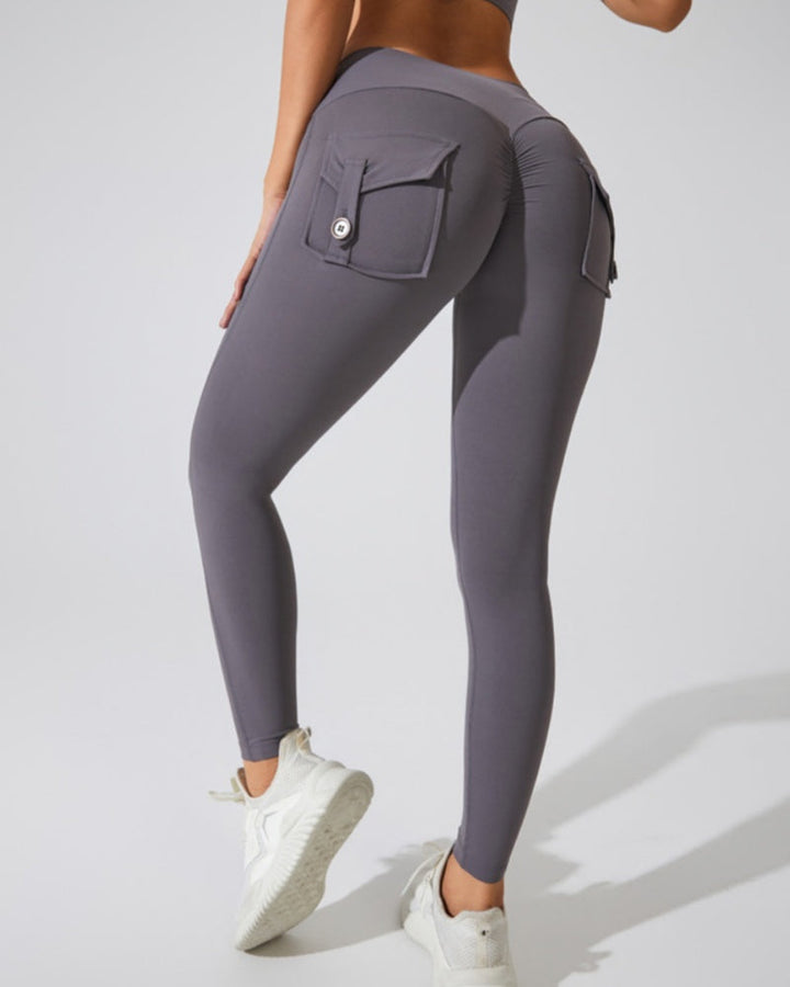 Peach Cargo Pocket Fitness Leggings